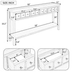Console rustique expresso avec 4 tiroirs et étagère inférieure – 60 po, une seule unité
