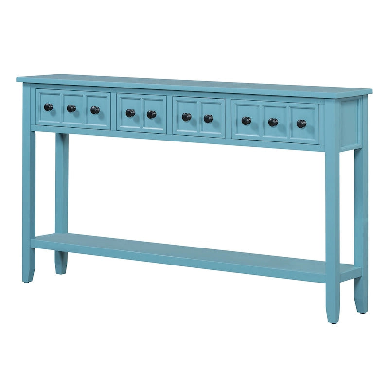 Console rustique expresso avec 4 tiroirs et étagère inférieure – 60 po, une seule unité