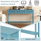 Console rustique expresso avec 4 tiroirs et étagère inférieure – 60 po, une seule unité