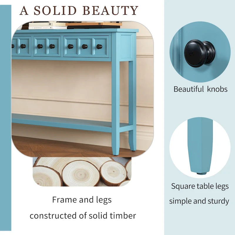 Console rustique expresso avec 4 tiroirs et étagère inférieure – 60 po, une seule unité