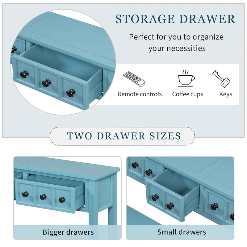 Console rustique expresso avec 4 tiroirs et étagère inférieure – 60 po, une seule unité