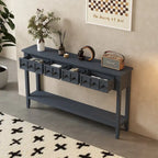 Console rustique expresso avec 4 tiroirs et étagère inférieure – 60 po, une seule unité