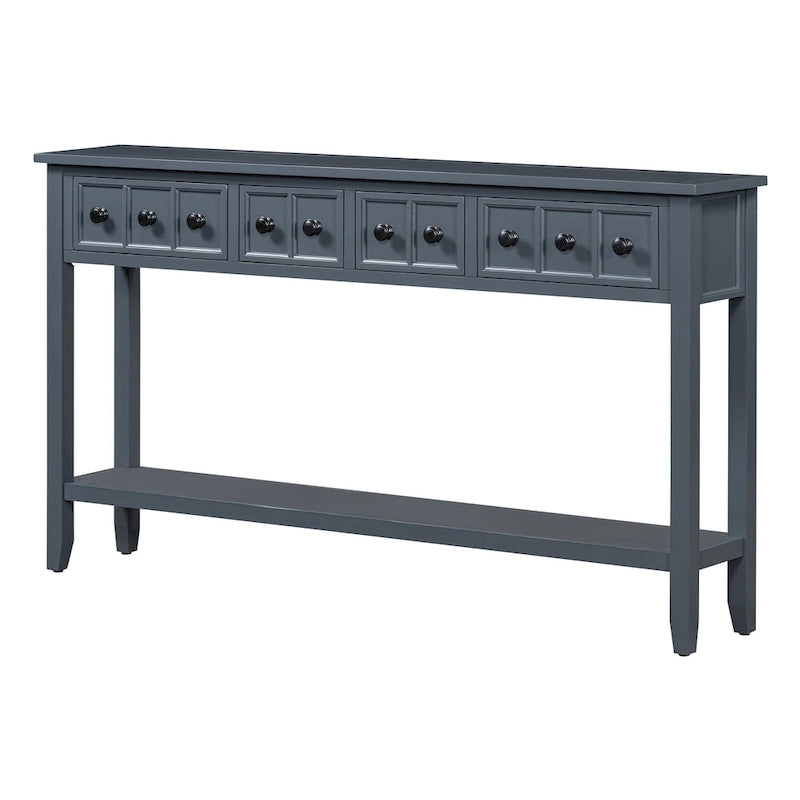 Console rustique expresso avec 4 tiroirs et étagère inférieure – 60 po, une seule unité
