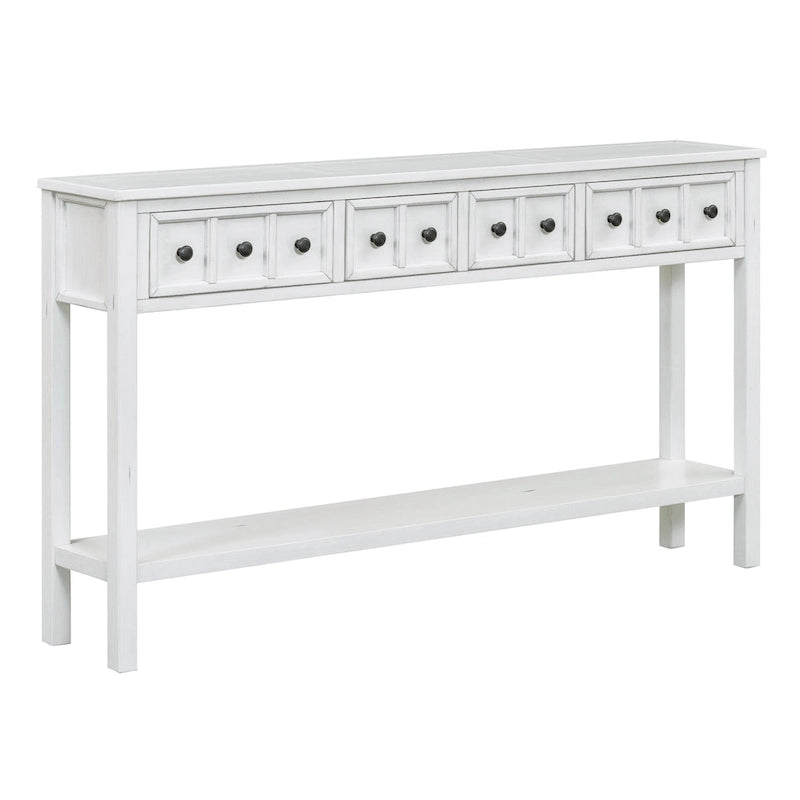 Console rustique expresso avec 4 tiroirs et étagère inférieure – 60 po, une seule unité