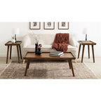 Table basse rectangulaire en bois noyer – Style mid-century, pour 1 à 2 personnes