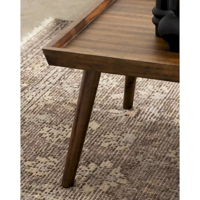 Table basse rectangulaire en bois noyer – Style mid-century, pour 1 à 2 personnes