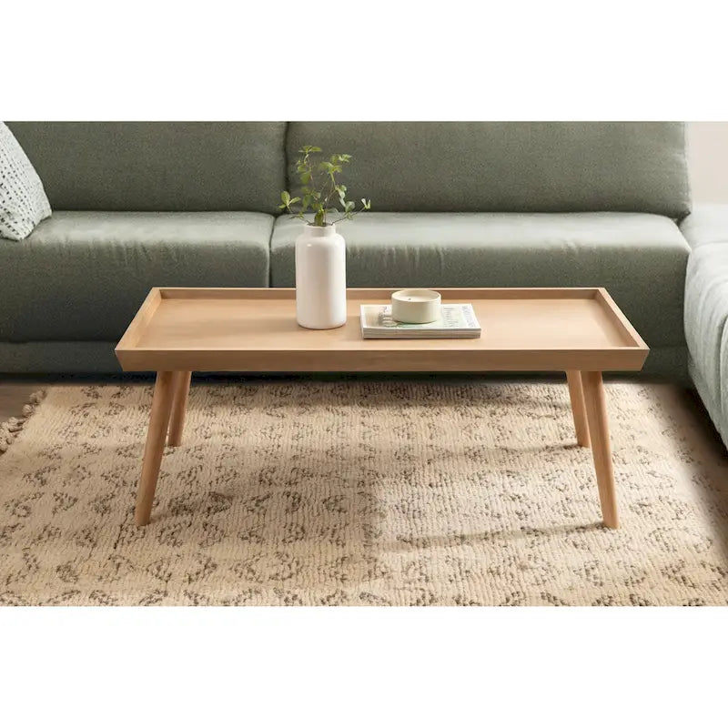 Table basse rectangulaire en bois noyer – Style mid-century, pour 1 à 2 personnes