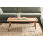 Table basse rectangulaire en bois noyer – Style mid-century, pour 1 à 2 personnes