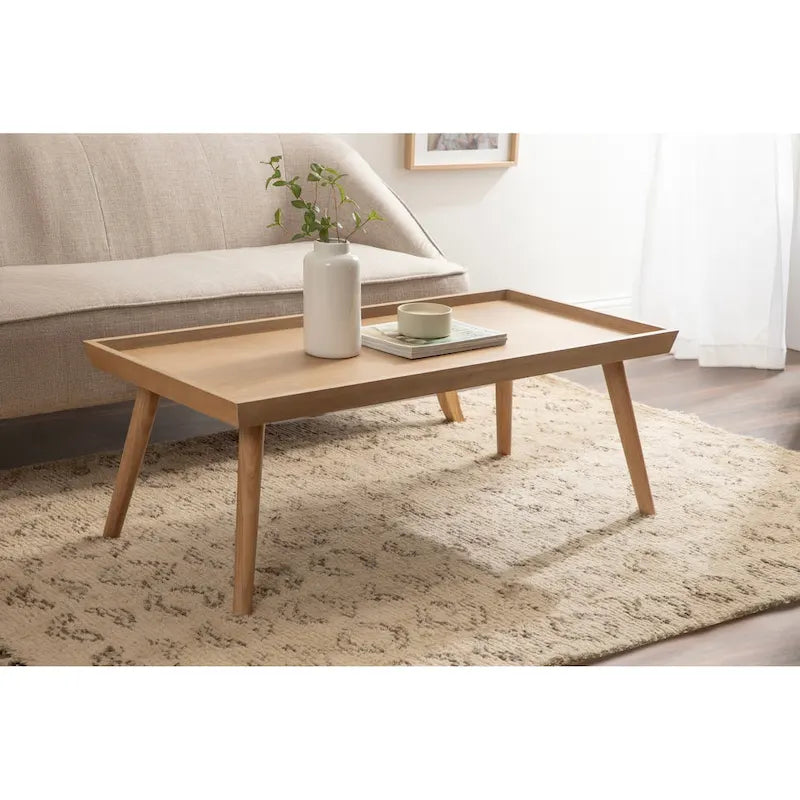 Table basse rectangulaire en bois noyer – Style mid-century, pour 1 à 2 personnes