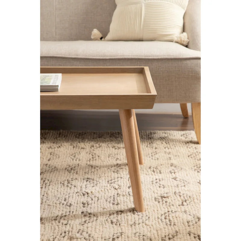 Table basse rectangulaire en bois noyer – Style mid-century, pour 1 à 2 personnes