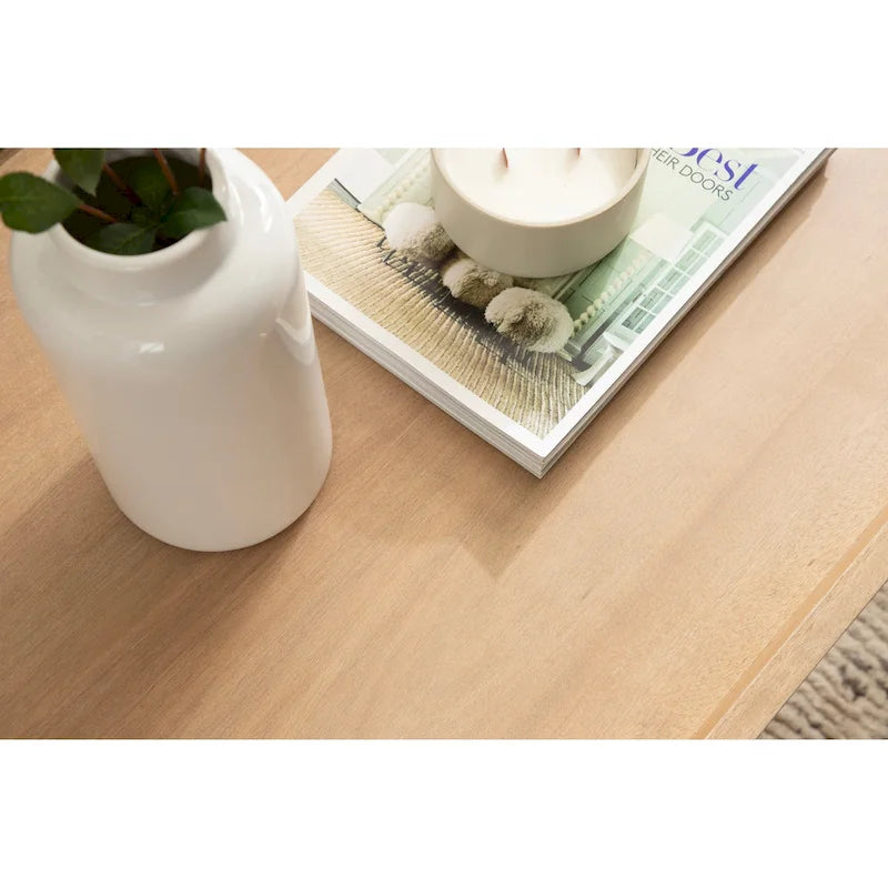 Table basse rectangulaire en bois noyer – Style mid-century, pour 1 à 2 personnes