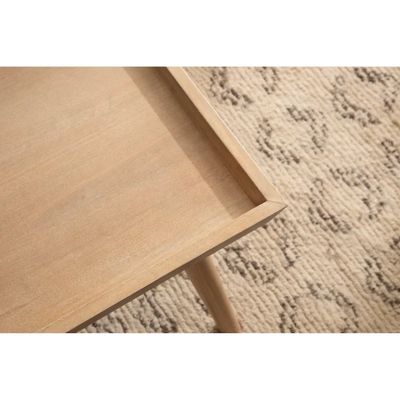 Table basse rectangulaire en bois noyer – Style mid-century, pour 1 à 2 personnes