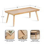 Table basse rectangulaire en bois noyer – Style mid-century, pour 1 à 2 personnes
