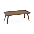 Table basse rectangulaire en bois noyer – Style mid-century, pour 1 à 2 personnes