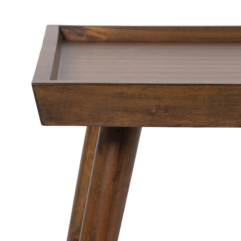Table basse rectangulaire en bois noyer – Style mid-century, pour 1 à 2 personnes
