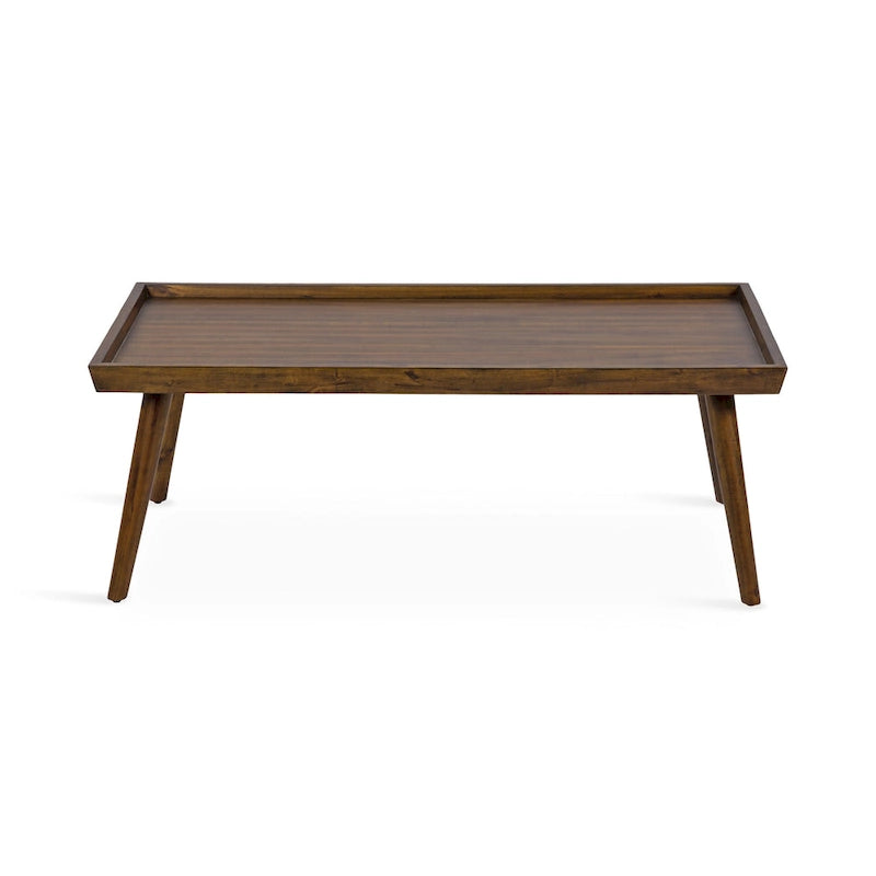 Table basse rectangulaire en bois noyer – Style mid-century, pour 1 à 2 personnes