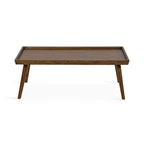 Table basse rectangulaire en bois noyer – Style mid-century, pour 1 à 2 personnes