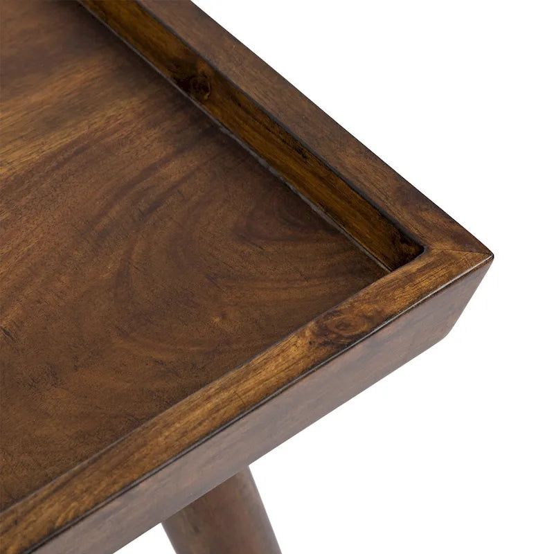 Table basse rectangulaire en bois noyer – Style mid-century, pour 1 à 2 personnes