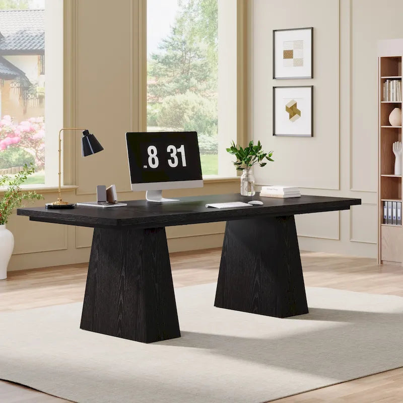 Bureau informatique rustique noir – style rustique, usage unique