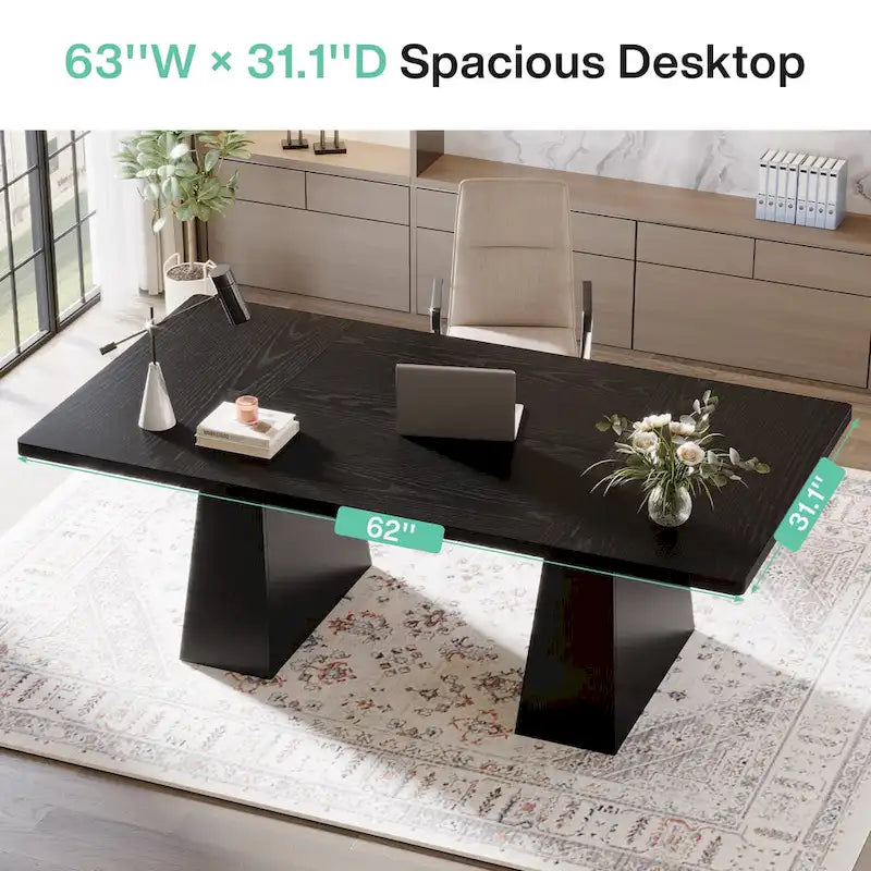Bureau informatique rustique noir – style rustique, usage unique