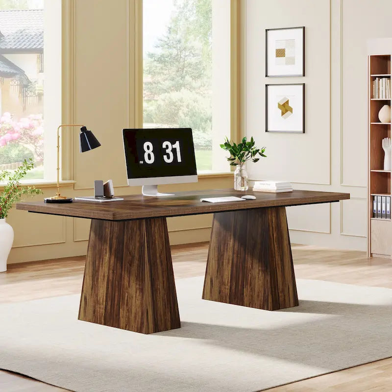 Bureau informatique rustique noir – style rustique, usage unique