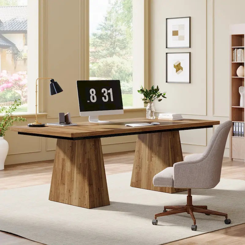 Bureau informatique rustique noir – style rustique, usage unique