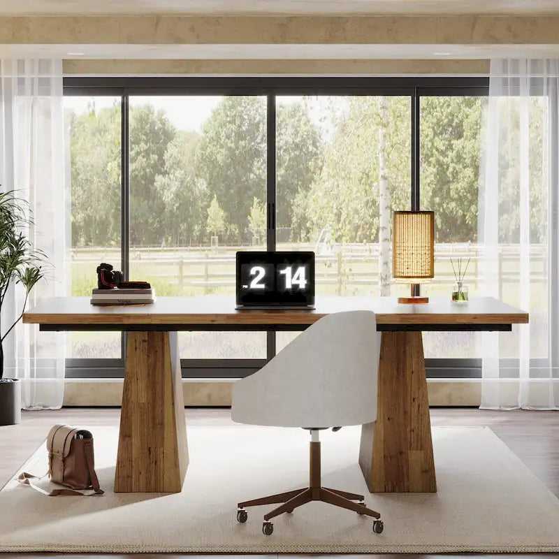 Bureau informatique rustique noir – style rustique, usage unique