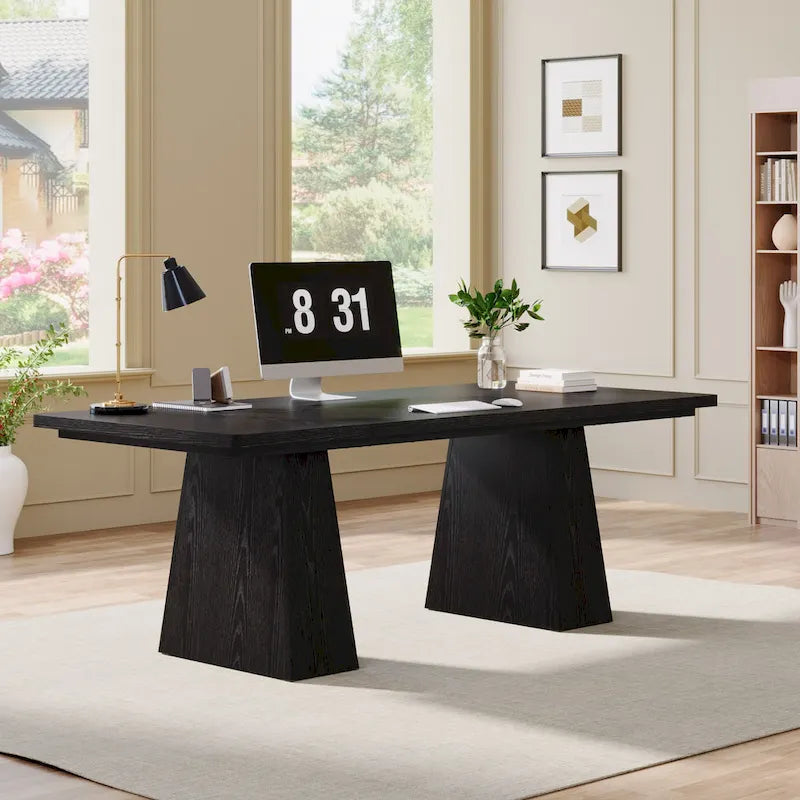 Bureau informatique rustique noir – style rustique, usage unique