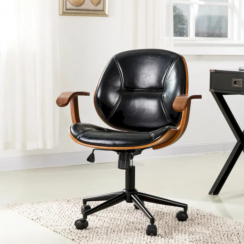 Chaise de bureau ergonomique en similicuir vieux/rouille/noir et marron – Style moderne, utilisation individuelle