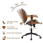 Chaise de bureau ergonomique en similicuir vieux/rouille/noir et marron – Style moderne, utilisation individuelle