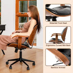 Chaise de bureau ergonomique en similicuir vieux/rouille/noir et marron – Style moderne, utilisation individuelle