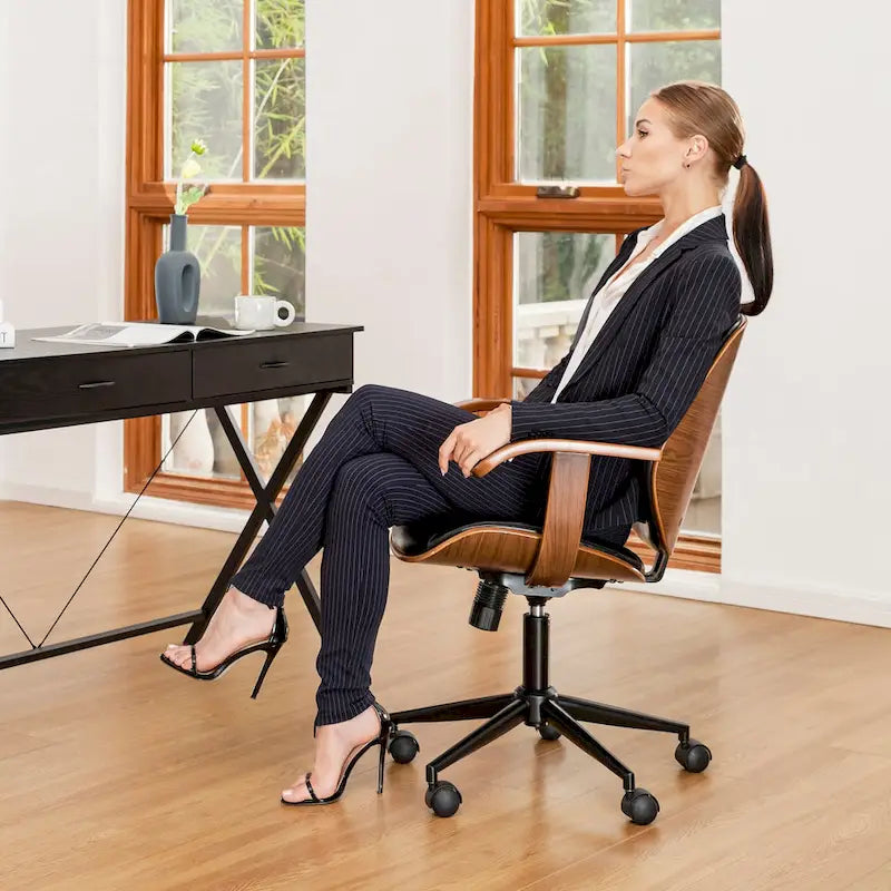 Chaise de bureau ergonomique en similicuir vieux/rouille/noir et marron – Style moderne, utilisation individuelle