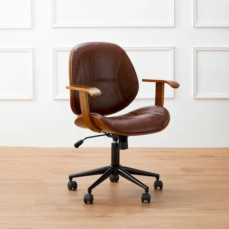 Chaise de bureau ergonomique en similicuir vieux/rouille/noir et marron – Style moderne, utilisation individuelle
