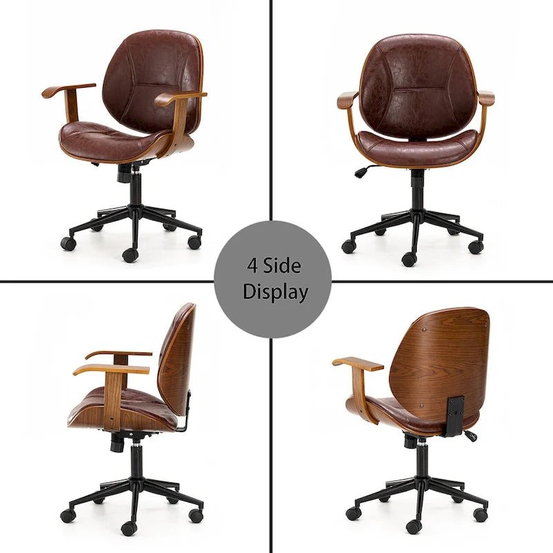 Chaise de bureau ergonomique en similicuir vieux/rouille/noir et marron – Style moderne, utilisation individuelle