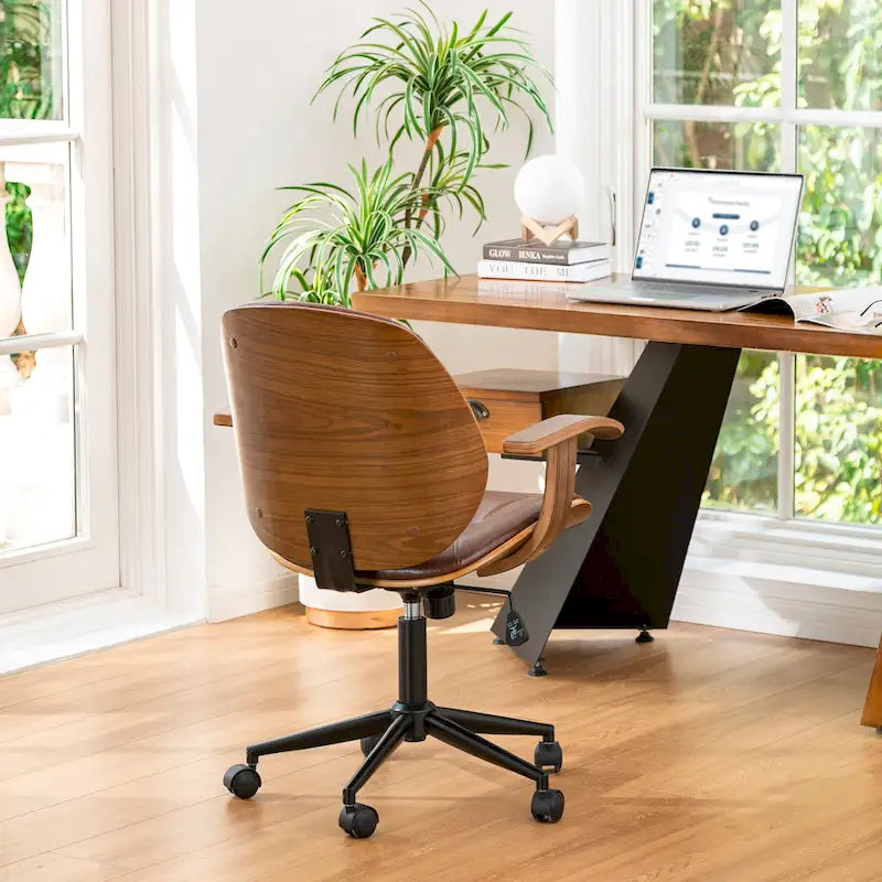 Chaise de bureau ergonomique en similicuir vieux/rouille/noir et marron – Style moderne, utilisation individuelle