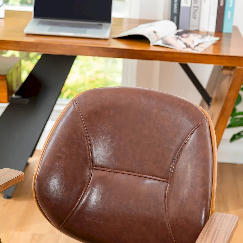 Chaise de bureau ergonomique en similicuir vieux/rouille/noir et marron – Style moderne, utilisation individuelle