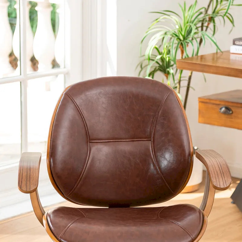 Chaise de bureau ergonomique en similicuir vieux/rouille/noir et marron – Style moderne, utilisation individuelle