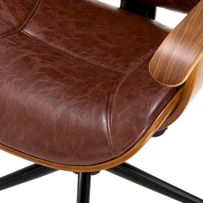 Chaise de bureau ergonomique en similicuir vieux/rouille/noir et marron – Style moderne, utilisation individuelle