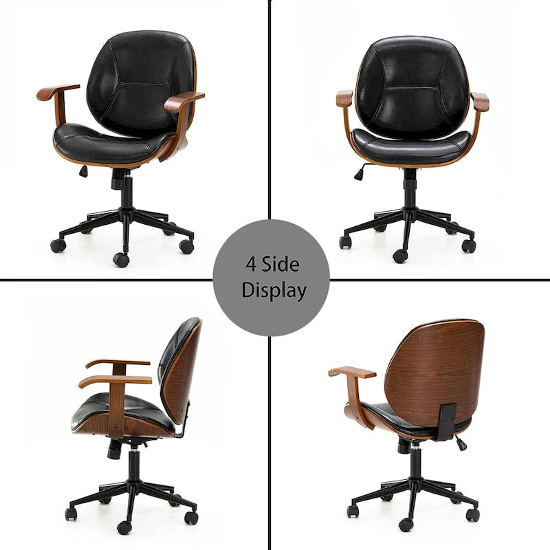 Chaise de bureau ergonomique en similicuir vieux/rouille/noir et marron – Style moderne, utilisation individuelle