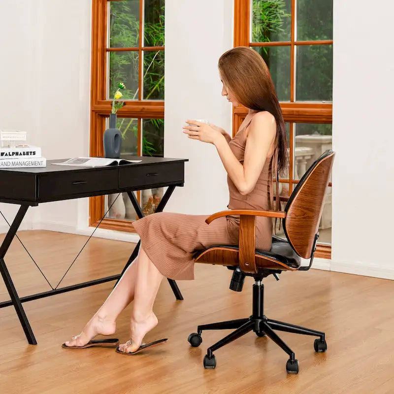 Chaise de bureau ergonomique en similicuir vieux/rouille/noir et marron – Style moderne, utilisation individuelle