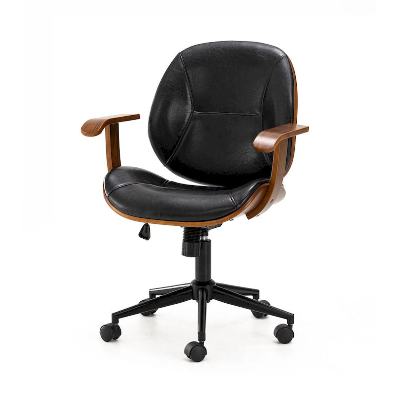 Chaise de bureau ergonomique en similicuir vieux/rouille/noir et marron – Style moderne, utilisation individuelle