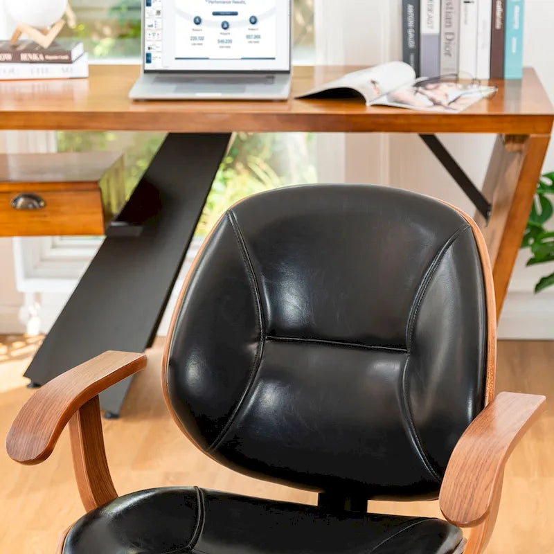 Chaise de bureau ergonomique en similicuir vieux/rouille/noir et marron – Style moderne, utilisation individuelle