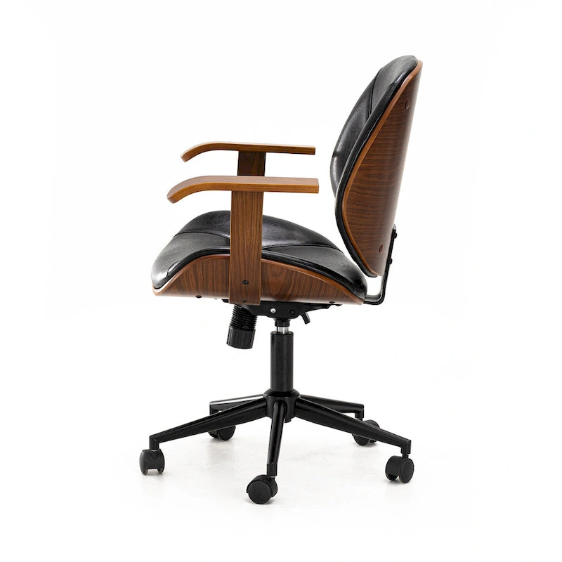 Chaise de bureau ergonomique en similicuir vieux/rouille/noir et marron – Style moderne, utilisation individuelle