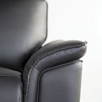 Causeuse inclinable manuelle en cuir assorti noir/taupe avec accoudoirs évasés – 2 places