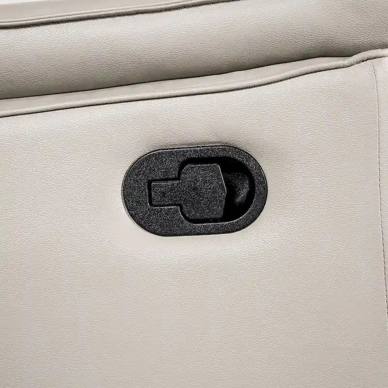 Causeuse inclinable manuelle en cuir assorti noir/taupe avec accoudoirs évasés – 2 places