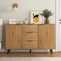Buffet en bois naturel / gris avec tiroirs et portes – 120 cm, unité individuelle