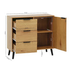 Buffet en bois naturel / gris avec tiroirs et portes – 120 cm, unité individuelle