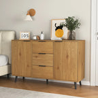 Buffet en bois naturel / gris avec tiroirs et portes – 120 cm, unité individuelle