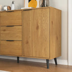 Buffet en bois naturel / gris avec tiroirs et portes – 120 cm, unité individuelle