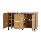 Buffet en bois naturel / gris avec tiroirs et portes – 120 cm, unité individuelle